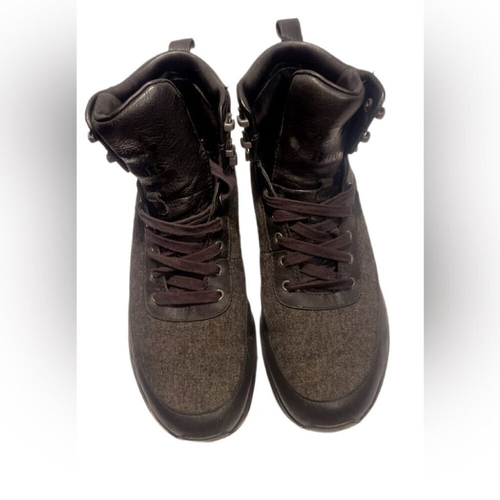 Vintage Roots Black Grey Athleisure Classic hiking Leather fabric Sneakers 11 - Picture 2 of 7